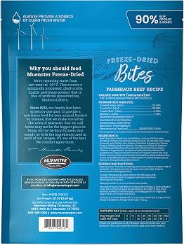 Muenster-Beef Bites Freeze-Dried Complete; Balanced Food and Treats for Dogs, All Life Stages