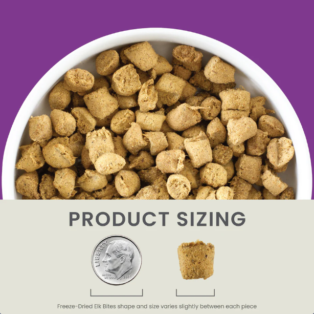 Freeze-Dried Elk Bites Complete & Balanced Kibble Dog Food and Treats