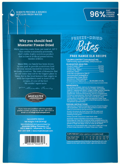 Freeze-Dried Elk Bites Complete & Balanced Kibble Dog Food and Treats