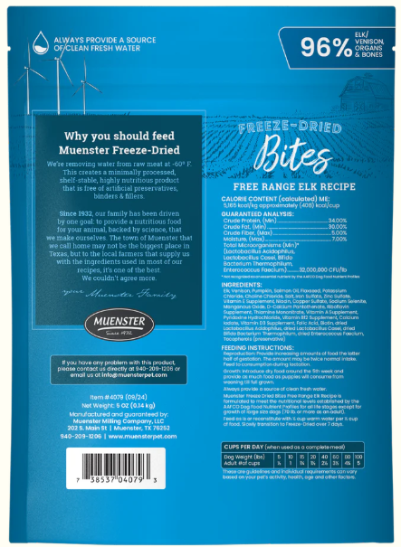 Freeze-Dried Elk Bites Complete & Balanced Kibble Dog Food and Treats