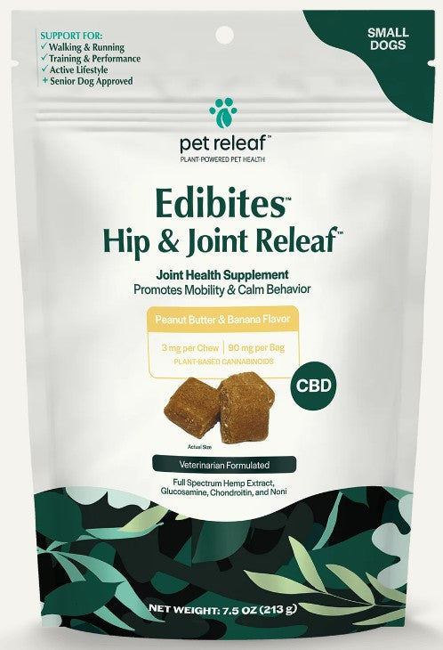 Hip & Joint Releaf CBD Edibites For Dogs – Peanut Butter Banana