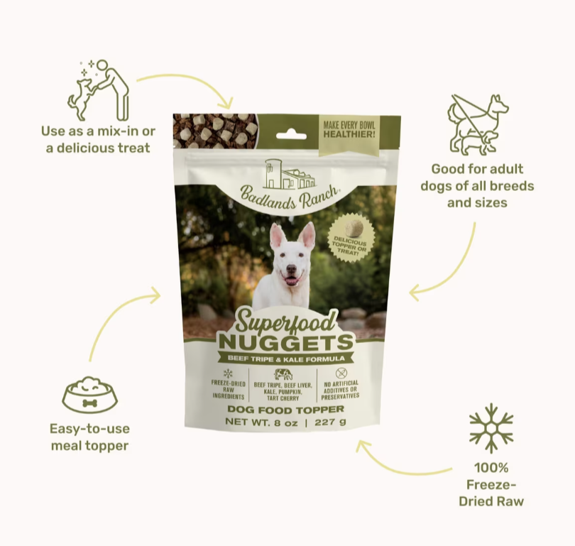 Badlands | Grain-Free superfood nuggets: beef tripe & kale toppers