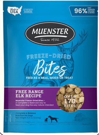 Freeze-Dried Elk Bites Complete & Balanced Kibble Dog Food and Treats